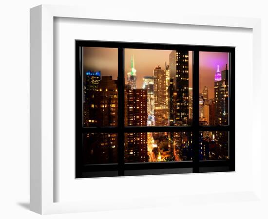 Window View, Atmosphere Foggy, Times Square, Midtown Manhattan, NYC-Philippe Hugonnard-Framed Photographic Print