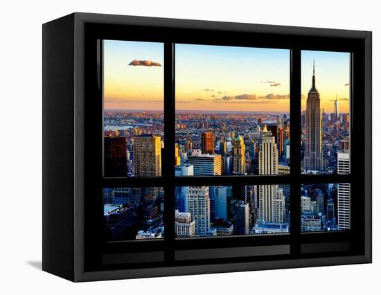 Window View, Empire State Building and One World Trade Center (1WTC), Manhattan, New York-Philippe Hugonnard-Framed Premier Image Canvas