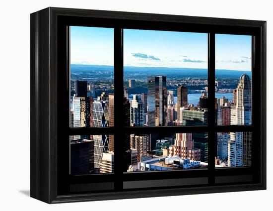 Window View, Hell's Kitchen District and Hudson River Views, Midtown Manhattan, New York-Philippe Hugonnard-Framed Premier Image Canvas