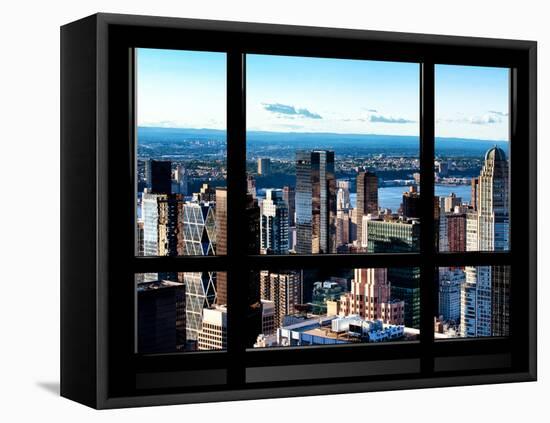 Window View, Hell's Kitchen District and Hudson River Views, Midtown Manhattan, New York-Philippe Hugonnard-Framed Premier Image Canvas