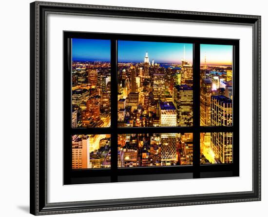 Window View, Landscape Manhattan City, Empire State Building, Manhattan, New York City-Philippe Hugonnard-Framed Photographic Print