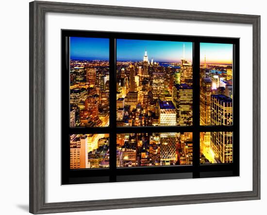 Window View, Landscape Manhattan City, Empire State Building, Manhattan, New York City-Philippe Hugonnard-Framed Photographic Print