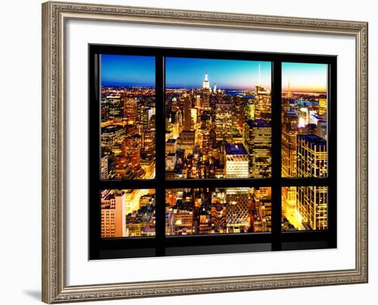 Window View, Landscape Manhattan City, Empire State Building, Manhattan, New York City-Philippe Hugonnard-Framed Photographic Print