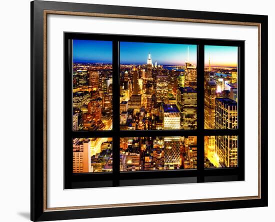 Window View, Landscape Manhattan City, Empire State Building, Manhattan, New York City-Philippe Hugonnard-Framed Photographic Print