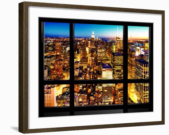 Window View, Landscape Manhattan City, Empire State Building, Manhattan, New York City-Philippe Hugonnard-Framed Photographic Print