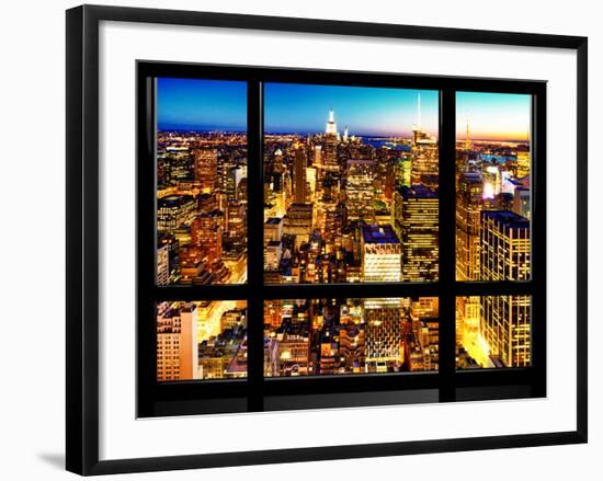 Window View, Landscape Manhattan City, Empire State Building, Manhattan, New York City-Philippe Hugonnard-Framed Photographic Print