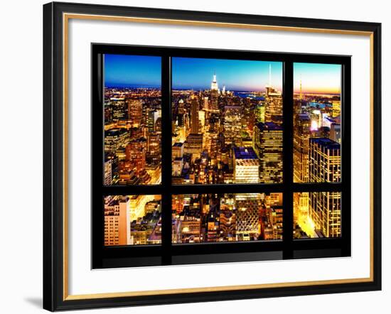 Window View, Landscape Manhattan City, Empire State Building, Manhattan, New York City-Philippe Hugonnard-Framed Photographic Print