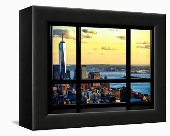 Window View, One World Trade Center (1WTC) at Sunset, Midtown Manhattan, New York-Philippe Hugonnard-Framed Premier Image Canvas