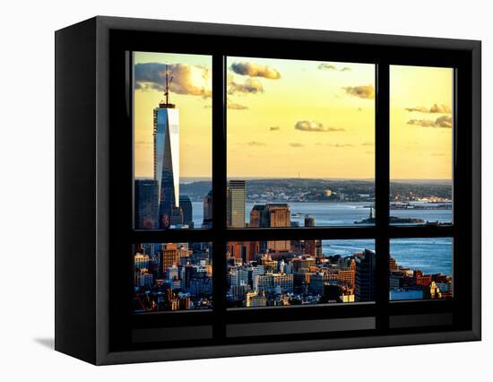 Window View, One World Trade Center (1WTC) at Sunset, Midtown Manhattan, New York-Philippe Hugonnard-Framed Premier Image Canvas