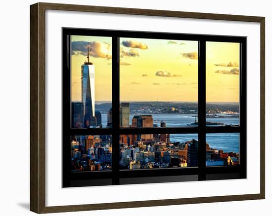 Window View, One World Trade Center (1WTC) at Sunset, Midtown Manhattan, New York-Philippe Hugonnard-Framed Photographic Print