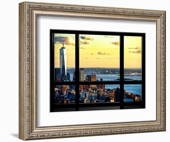 Window View, One World Trade Center (1WTC) at Sunset, Midtown Manhattan, New York-Philippe Hugonnard-Framed Photographic Print