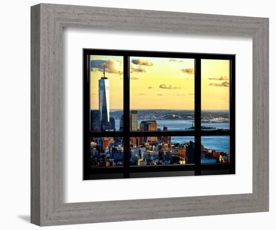 Window View, One World Trade Center (1WTC) at Sunset, Midtown Manhattan, New York-Philippe Hugonnard-Framed Photographic Print