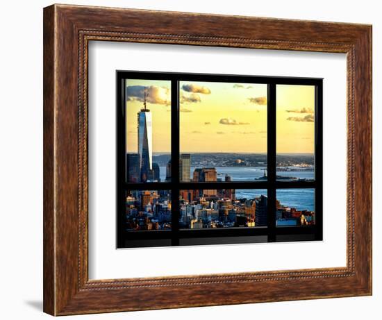 Window View, One World Trade Center (1WTC) at Sunset, Midtown Manhattan, New York-Philippe Hugonnard-Framed Photographic Print