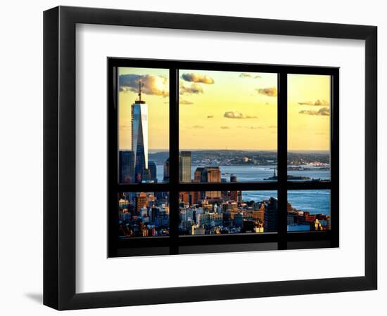 Window View, One World Trade Center (1WTC) at Sunset, Midtown Manhattan, New York-Philippe Hugonnard-Framed Photographic Print