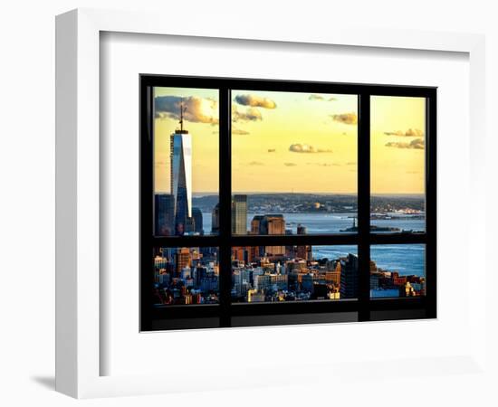 Window View, One World Trade Center (1WTC) at Sunset, Midtown Manhattan, New York-Philippe Hugonnard-Framed Photographic Print