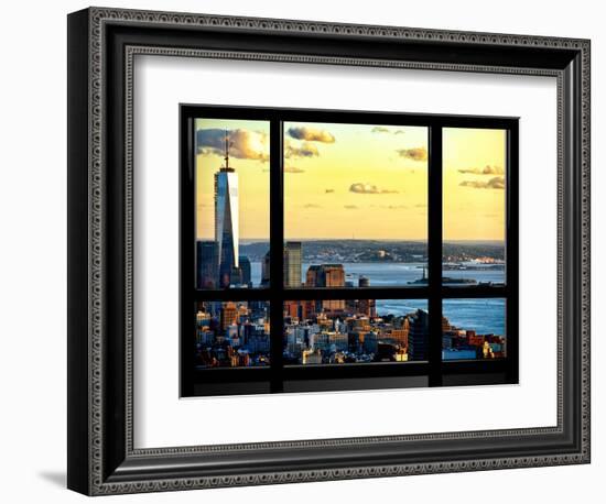 Window View, One World Trade Center (1WTC) at Sunset, Midtown Manhattan, New York-Philippe Hugonnard-Framed Photographic Print