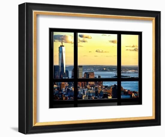 Window View, One World Trade Center (1WTC) at Sunset, Midtown Manhattan, New York-Philippe Hugonnard-Framed Photographic Print