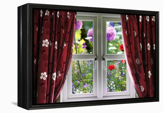 Window View onto Wild Summer Garden-MrEco99-Framed Premier Image Canvas