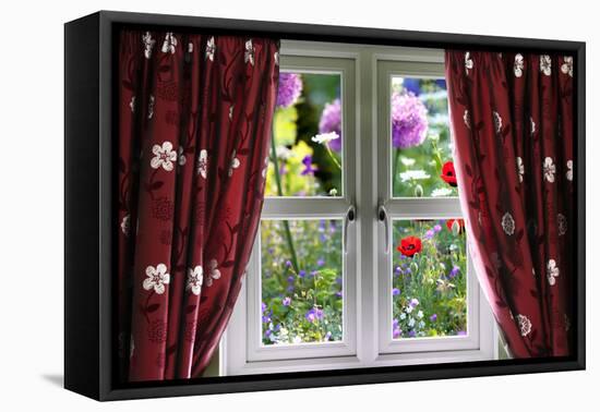 Window View onto Wild Summer Garden-MrEco99-Framed Premier Image Canvas