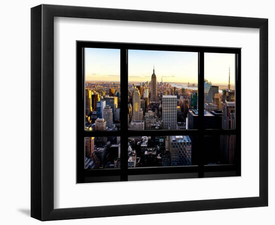 Window View, Skyline at Sunset, Midtown Manhattan, Hudson River, New York-Philippe Hugonnard-Framed Photographic Print