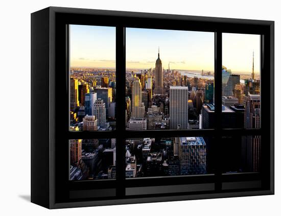 Window View, Skyline at Sunset, Midtown Manhattan, Hudson River, New York-Philippe Hugonnard-Framed Premier Image Canvas