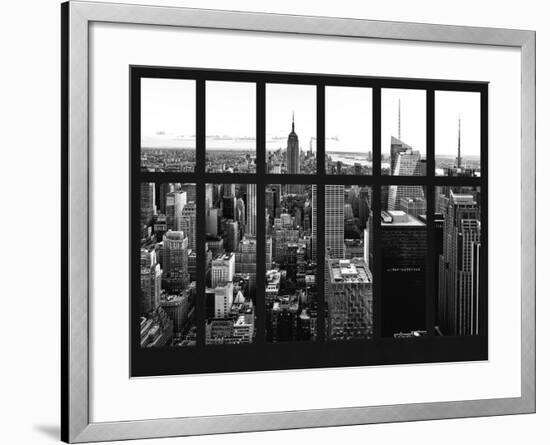 Window View - Skyline of Manhattan with the Empire State Building - Times Square - NYC-Philippe Hugonnard-Framed Photographic Print