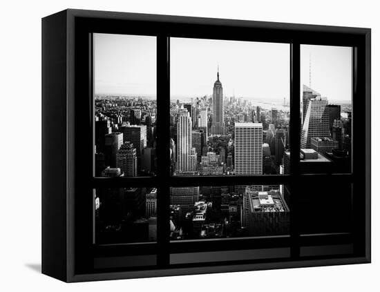 Window View, Skyscrapers and Empire State Building Views, Midtown Manhattan, Hudson River, New York-Philippe Hugonnard-Framed Premier Image Canvas