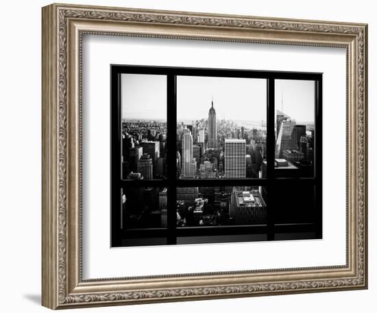Window View, Skyscrapers and Empire State Building Views, Midtown Manhattan, Hudson River, New York-Philippe Hugonnard-Framed Photographic Print