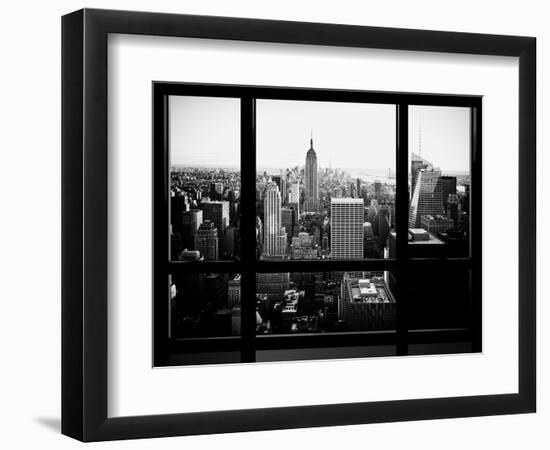 Window View, Skyscrapers and Empire State Building Views, Midtown Manhattan, Hudson River, New York-Philippe Hugonnard-Framed Photographic Print