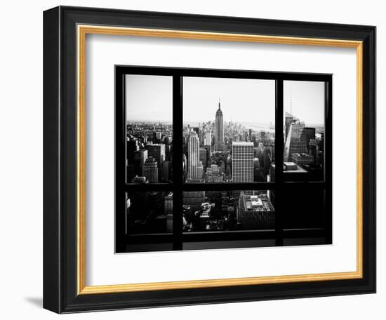 Window View, Skyscrapers and Empire State Building Views, Midtown Manhattan, Hudson River, New York-Philippe Hugonnard-Framed Photographic Print