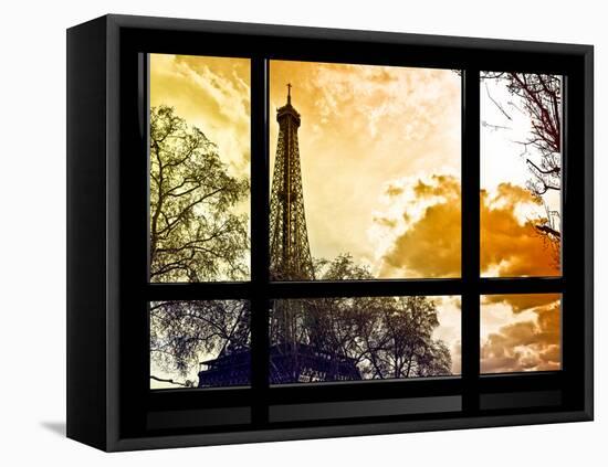 Window View, Special Series, Eiffel Tower at Sunset, Paris, France, Europe-Philippe Hugonnard-Framed Premier Image Canvas
