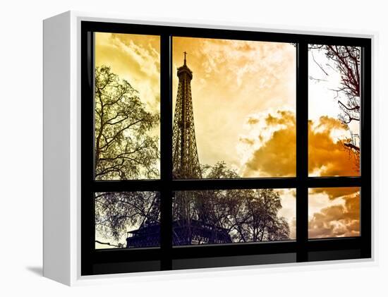 Window View, Special Series, Eiffel Tower at Sunset, Paris, France, Europe-Philippe Hugonnard-Framed Premier Image Canvas