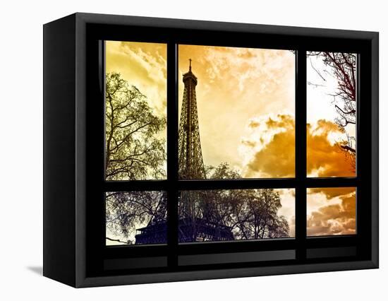 Window View, Special Series, Eiffel Tower at Sunset, Paris, France, Europe-Philippe Hugonnard-Framed Premier Image Canvas
