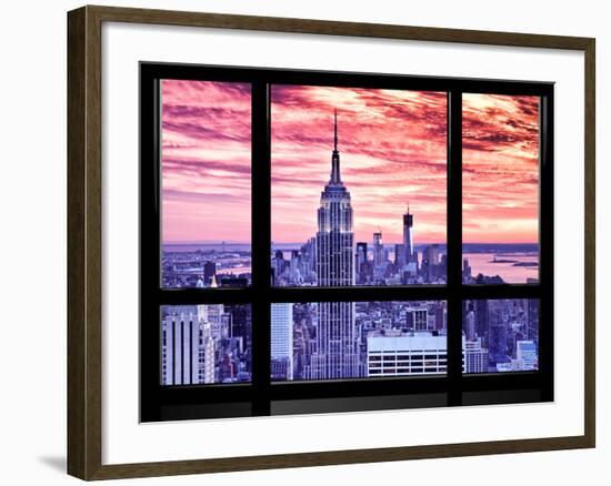 Window View, Special Series, Empire State Building View, Sunset, Manhattan, New York City, US-Philippe Hugonnard-Framed Photographic Print