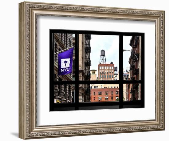 Window View, Special Series, Greenwich Village, Nyu Flag, Manhattan, New York City, US, USA-Philippe Hugonnard-Framed Photographic Print