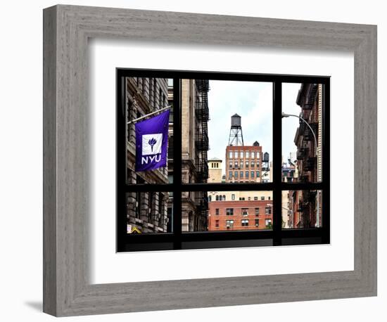 Window View, Special Series, Greenwich Village, Nyu Flag, Manhattan, New York City, US, USA-Philippe Hugonnard-Framed Photographic Print