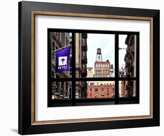 Window View, Special Series, Greenwich Village, Nyu Flag, Manhattan, New York City, US, USA-Philippe Hugonnard-Framed Photographic Print