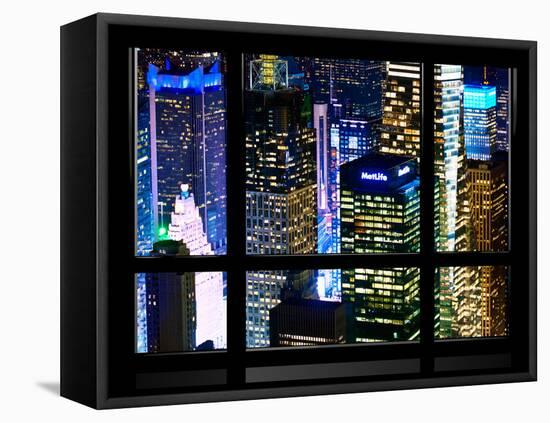 Window View, Special Series, Landscape by Night, Manhattan, New York City, United States-Philippe Hugonnard-Framed Premier Image Canvas