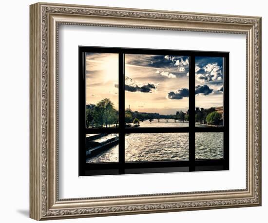 Window View, Special Series, Landscape View on Seine River and Eiffel Tower, Paris, France, Europe-Philippe Hugonnard-Framed Photographic Print