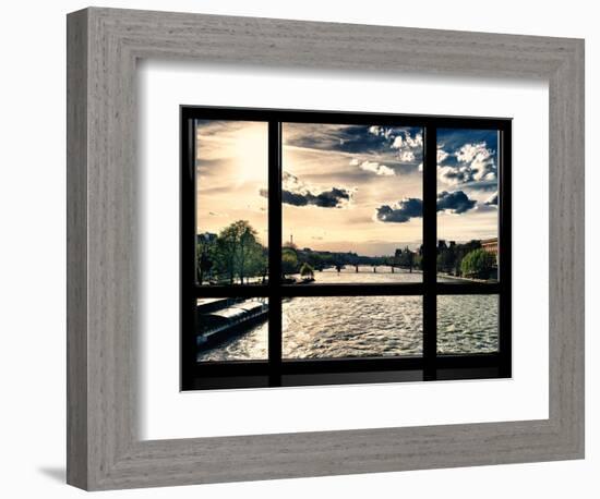 Window View, Special Series, Landscape View on Seine River and Eiffel Tower, Paris, France, Europe-Philippe Hugonnard-Framed Photographic Print