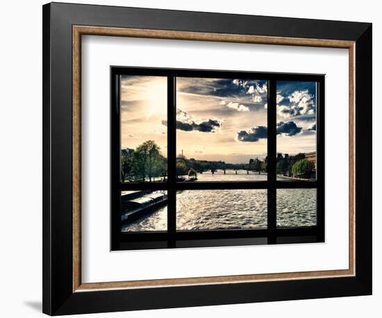 Window View, Special Series, Landscape View on Seine River and Eiffel Tower, Paris, France, Europe-Philippe Hugonnard-Framed Photographic Print