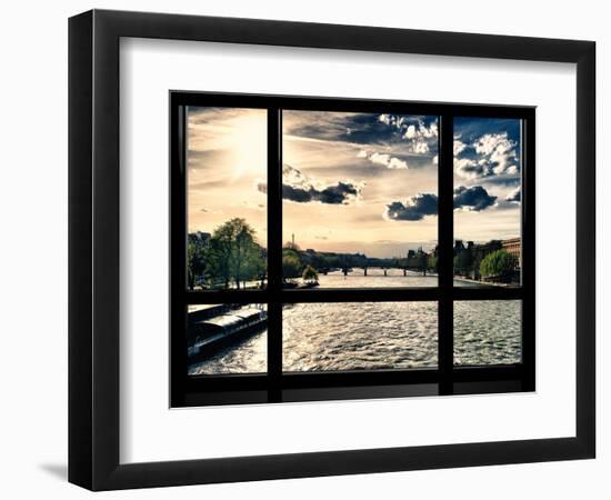 Window View, Special Series, Landscape View on Seine River and Eiffel Tower, Paris, France, Europe-Philippe Hugonnard-Framed Photographic Print