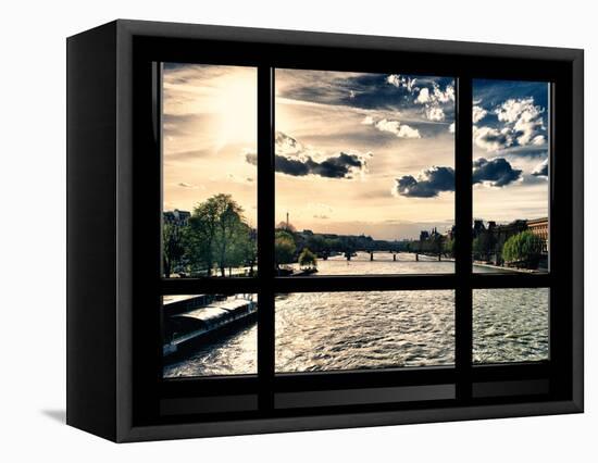 Window View, Special Series, Landscape View on Seine River and Eiffel Tower, Paris, France, Europe-Philippe Hugonnard-Framed Premier Image Canvas