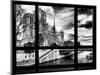 Window View, Special Series, Notre Dame Cathedral, Seine River, Paris, Black and White Photography-Philippe Hugonnard-Mounted Photographic Print
