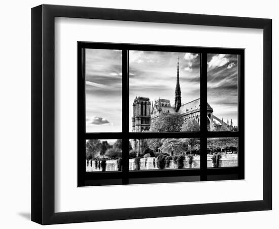 Window View, Special Series, Notre Dame Cathedral View, Paris, Europe, Black and White Photography-Philippe Hugonnard-Framed Photographic Print