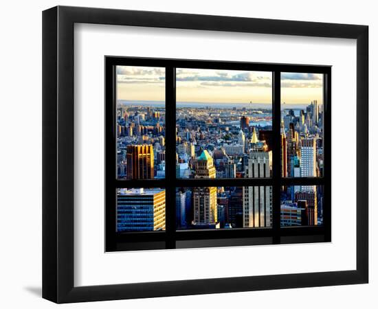 Window View, Special Series, Skyscrapers View at Sunset, Midtown Manhattan, NYC-Philippe Hugonnard-Framed Photographic Print