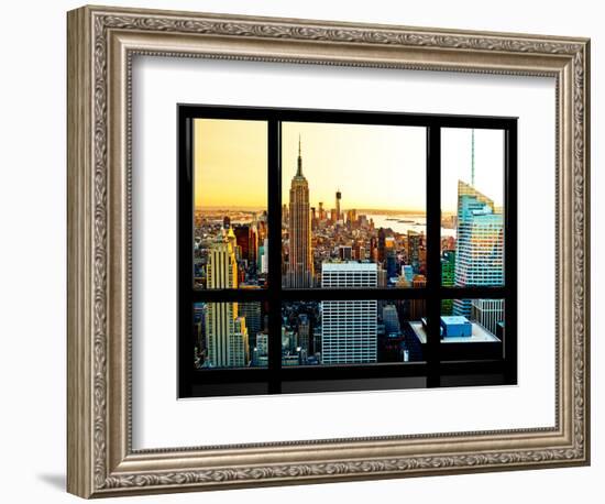 Window View, Special Series, Sunset, Empire State Building, Manhattan, New York, United States-Philippe Hugonnard-Framed Photographic Print