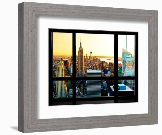 Window View, Special Series, Sunset, Empire State Building, Manhattan, New York, United States-Philippe Hugonnard-Framed Photographic Print