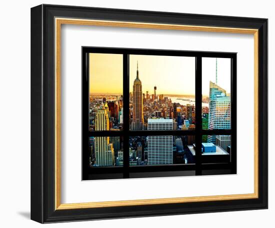 Window View, Special Series, Sunset, Empire State Building, Manhattan, New York, United States-Philippe Hugonnard-Framed Photographic Print