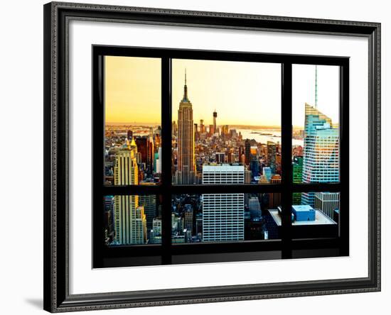 Window View, Special Series, Sunset, Empire State Building, Manhattan, New York, United States-Philippe Hugonnard-Framed Photographic Print